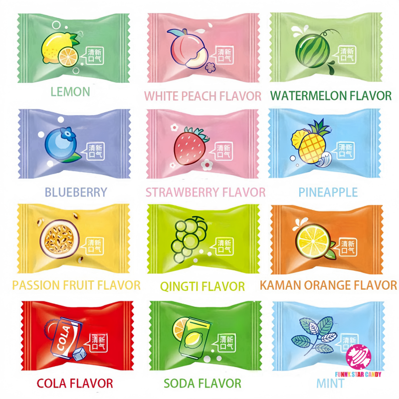 OEM Bulk Fruit Flavor Fresh Breath Sugar Free Vitamin C Mint Candy Colorful Sweet Press Tablet Candy